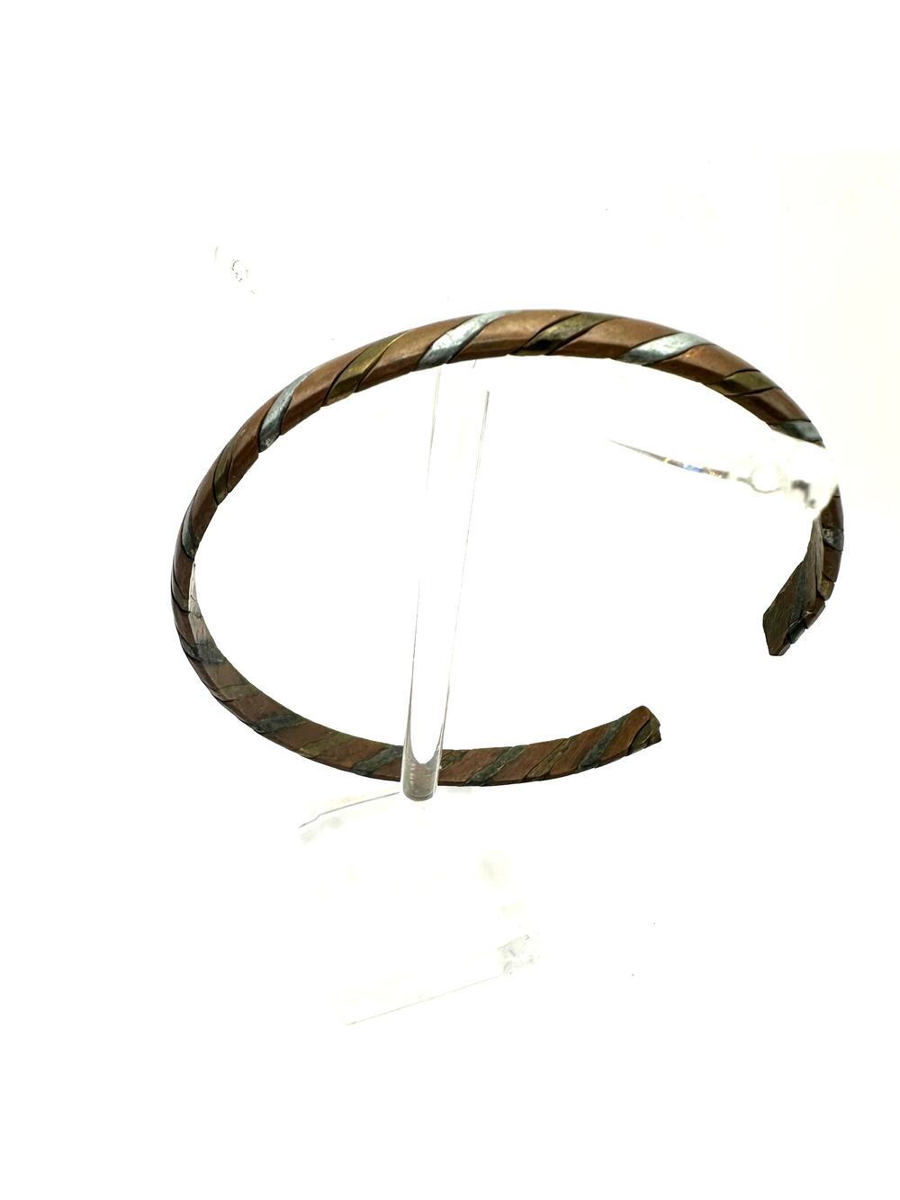Western Copper Bracelet Twist Braid Cuff Southwestern Rustic Mixed Metal Boho